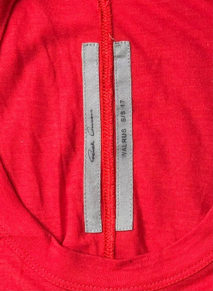 SS2017 Rick Owens ‘Walrus’ Red Silk Level T-Shirt