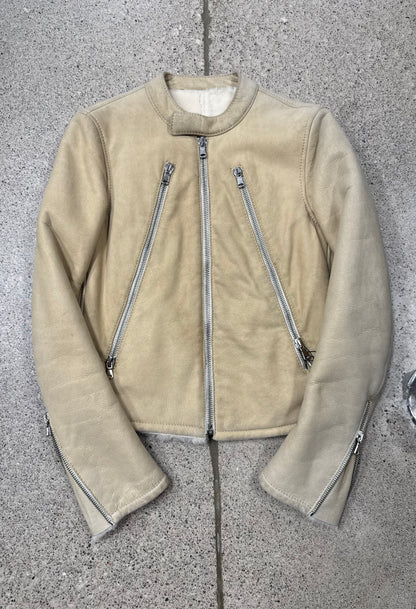 Maison Martin Margiela Goat Fur Lined ‘5-Zip’ Suede Jacket