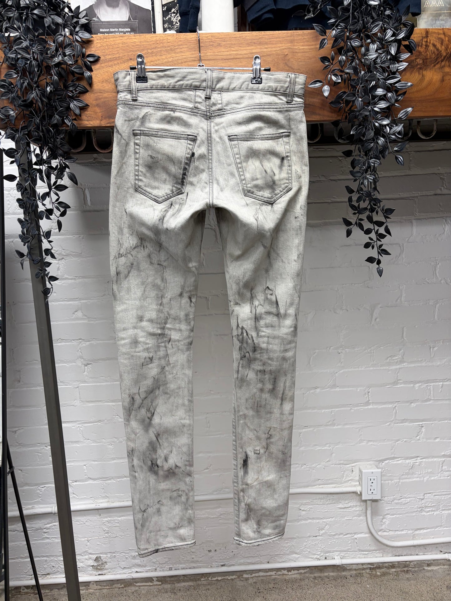 2015 Saint Laurent by Hedi Slimane Unaltered ‘D02’ Acid Wash Grey Skinny Jeans