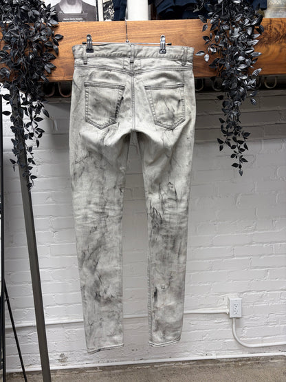 2015 Saint Laurent by Hedi Slimane Unaltered ‘D02’ Acid Wash Grey Skinny Jeans