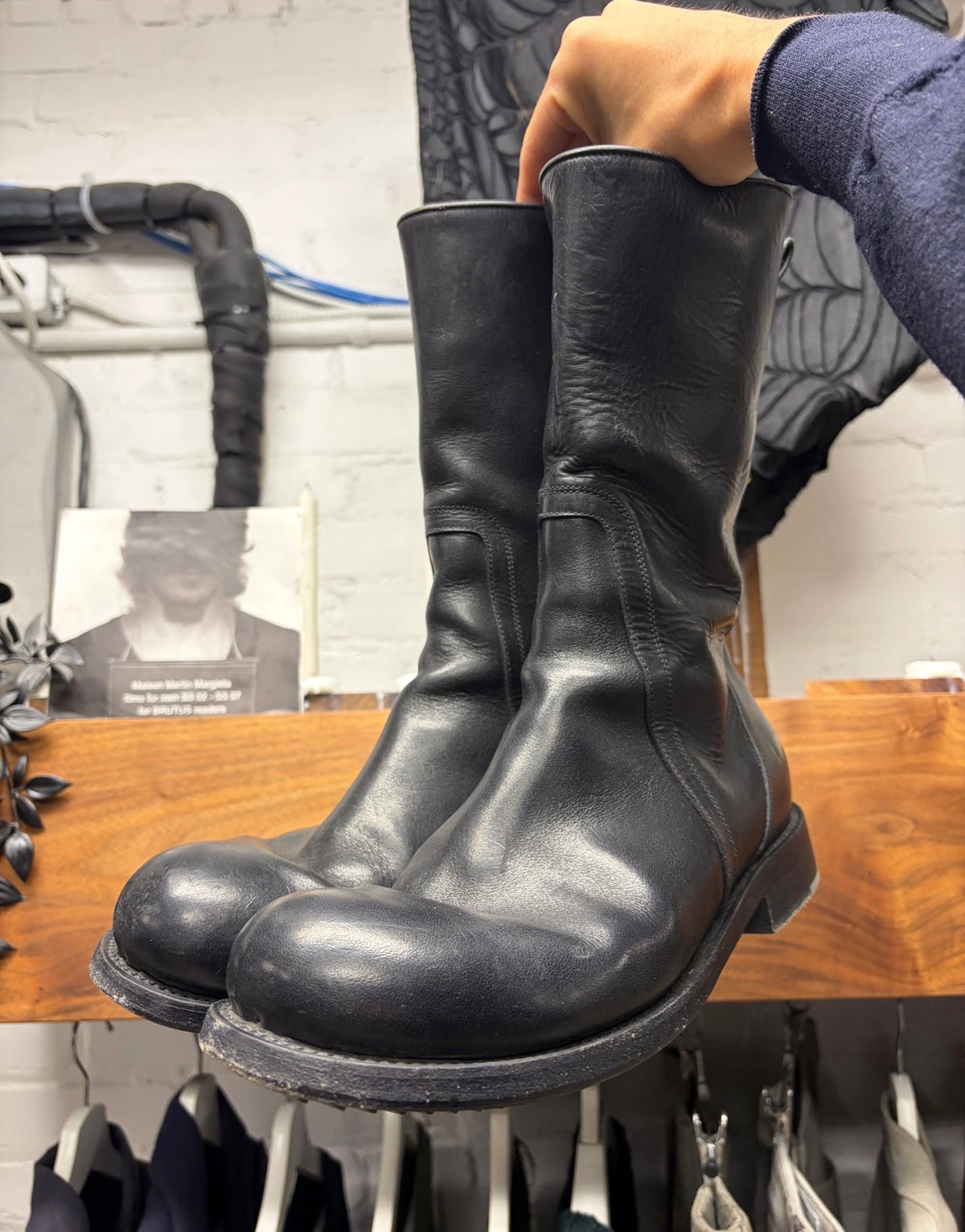Rick Owens ‘Creeper’ Black Leather ‘Goodyear Sole’ Combat Boots