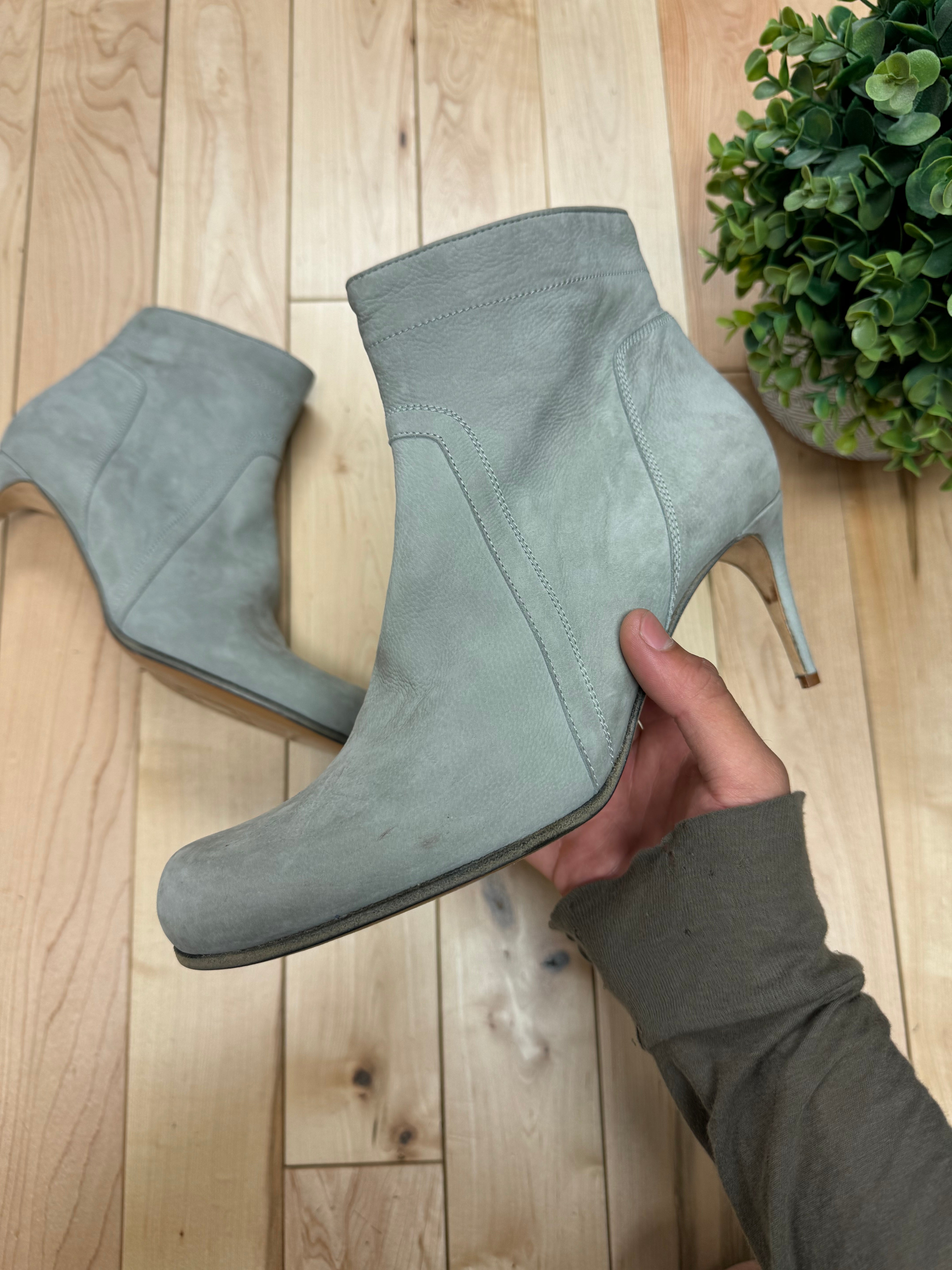 Rick Owens Grey Suede Wedge Ankle Boots