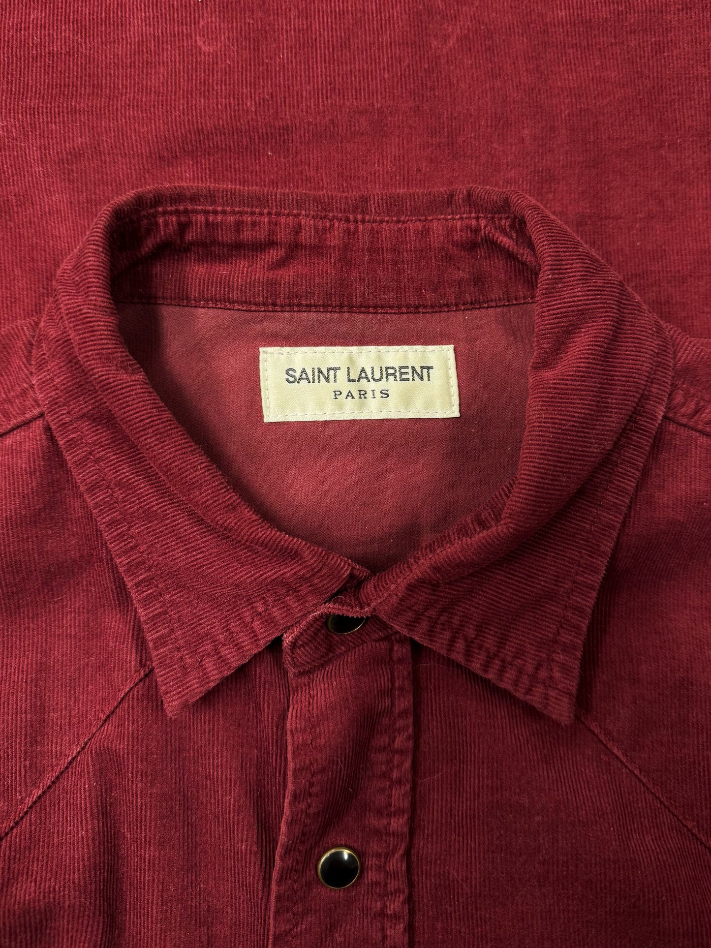 AW2021 Saint Laurent Corduroy Button Snap Western Shirt