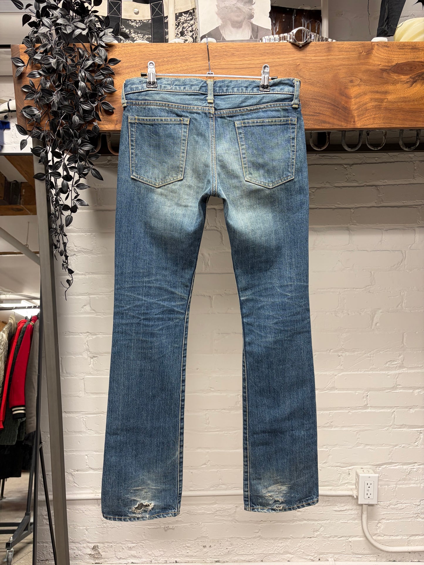 2000s Issey Miyake ‘Mainline’ Dirt Wash Low Rise Flared Leg Skinny Jeans