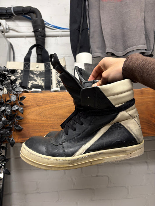 Rick Owens ‘Geobasket’ Black/Milk Leather High Top Sneakers