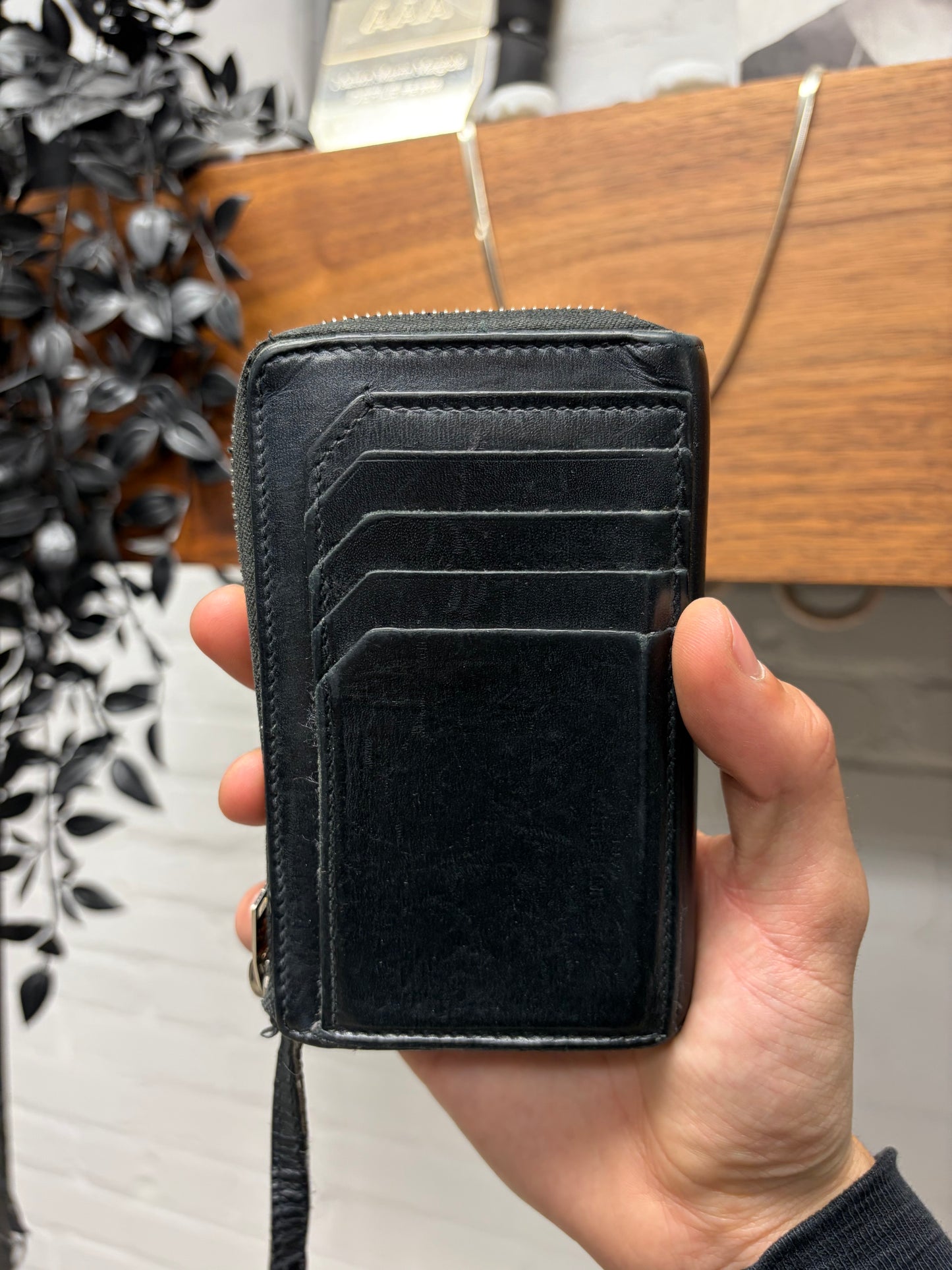 Saint Laurent Black Calfskin Leather ‘Keyhook’ Cardholder