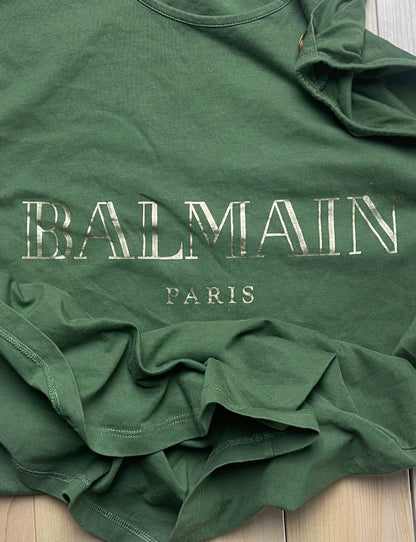 Balmain Studded Gold Logo Tank Top