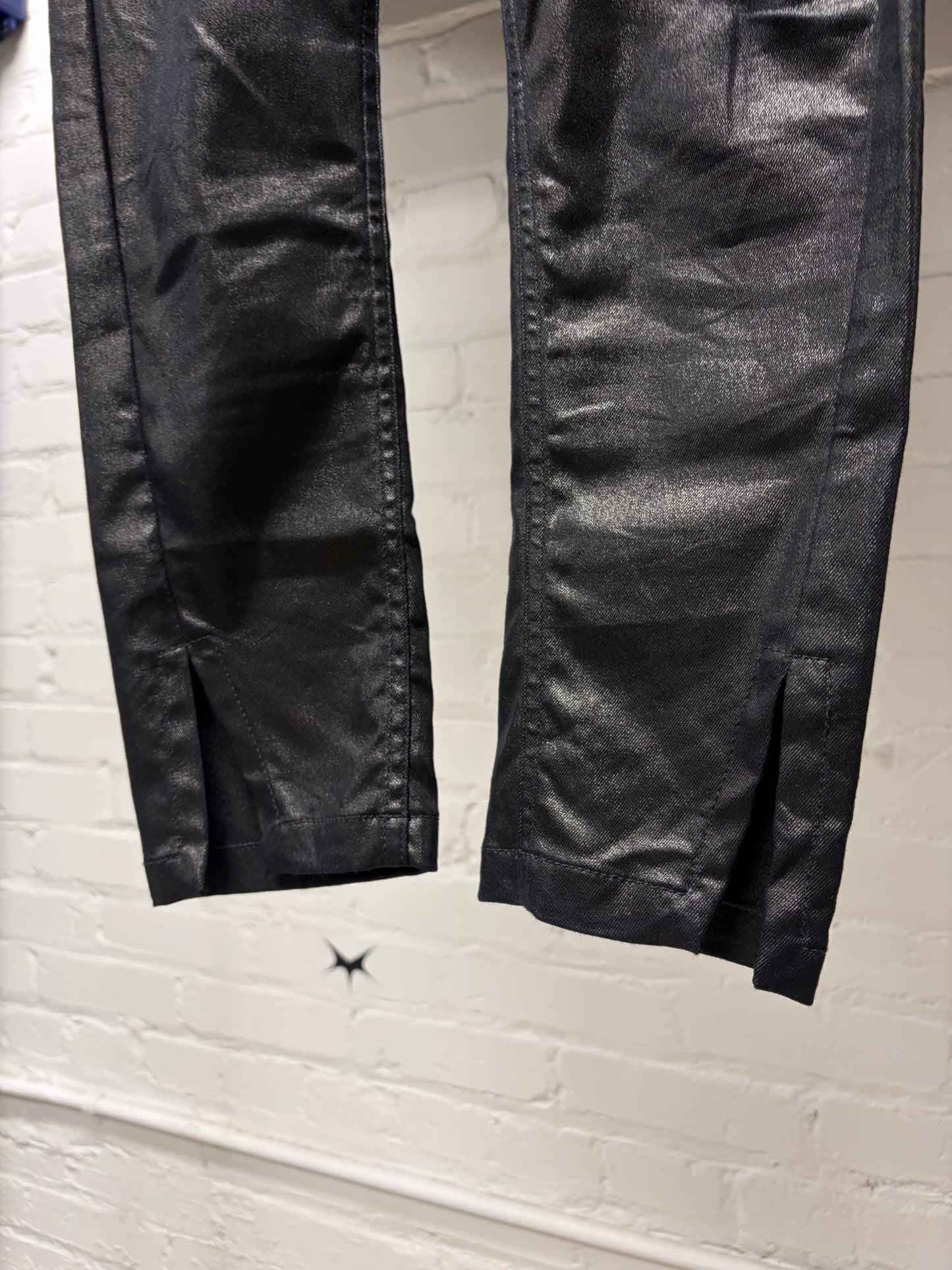 Ann Demeulemeester Waxed Black Low Rise Pants