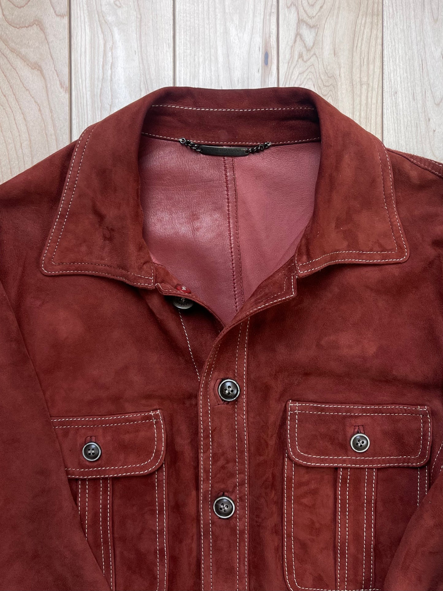 Dolce & Gabbana Mainline Runway Suede Leather Lined Trucker Jacket