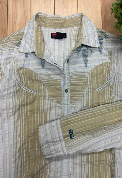 Diesel Western Striped Button Snap Shirt