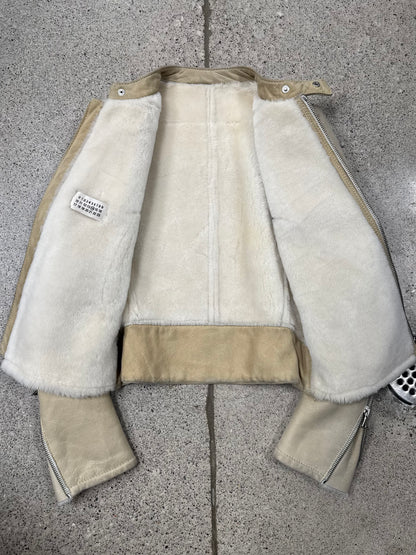 Maison Martin Margiela Goat Fur Lined ‘5-Zip’ Suede Jacket