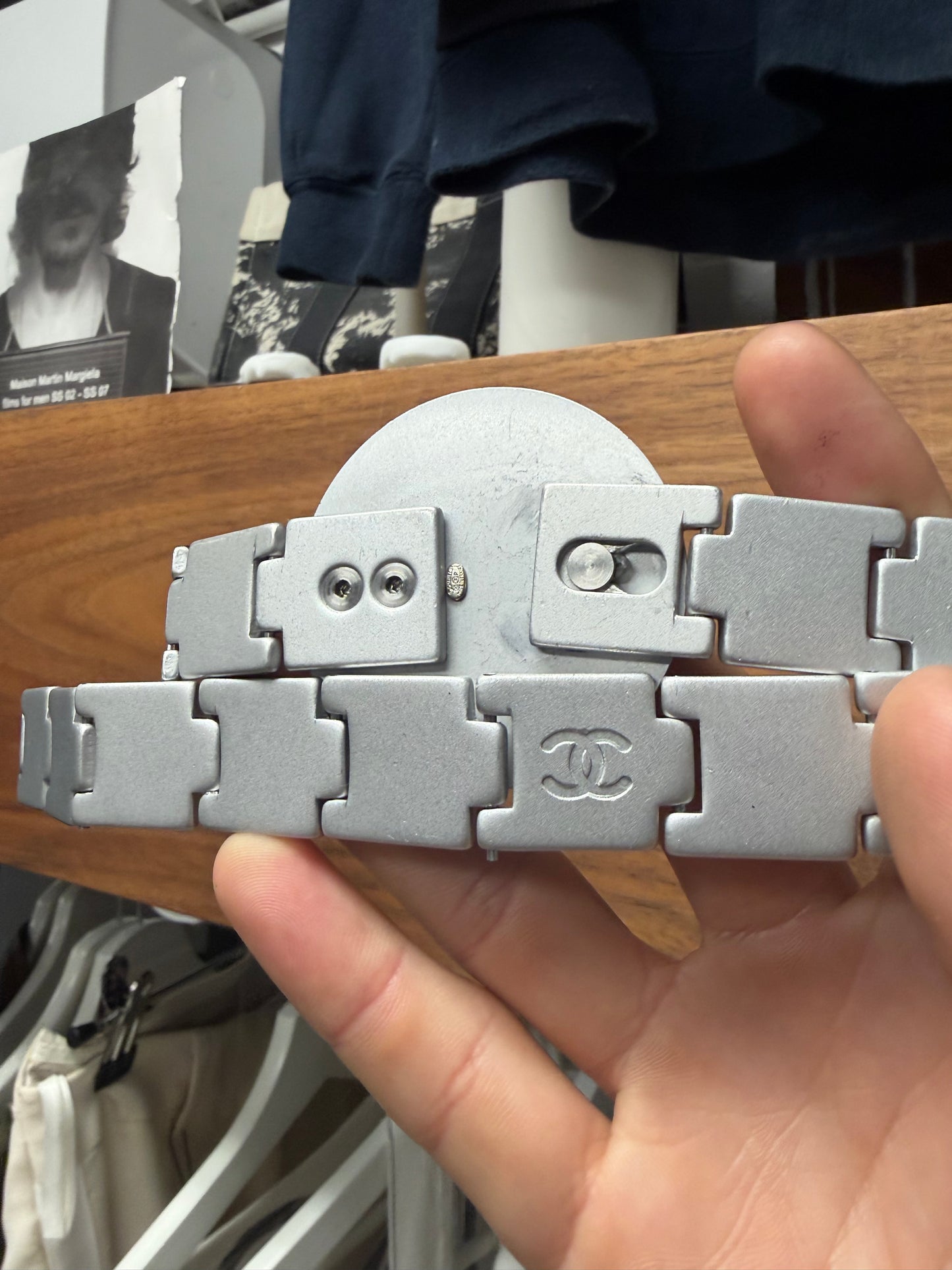 SS1999 Chanel ‘Watch Link’ Silver CC Interlock Logo Metal Belt