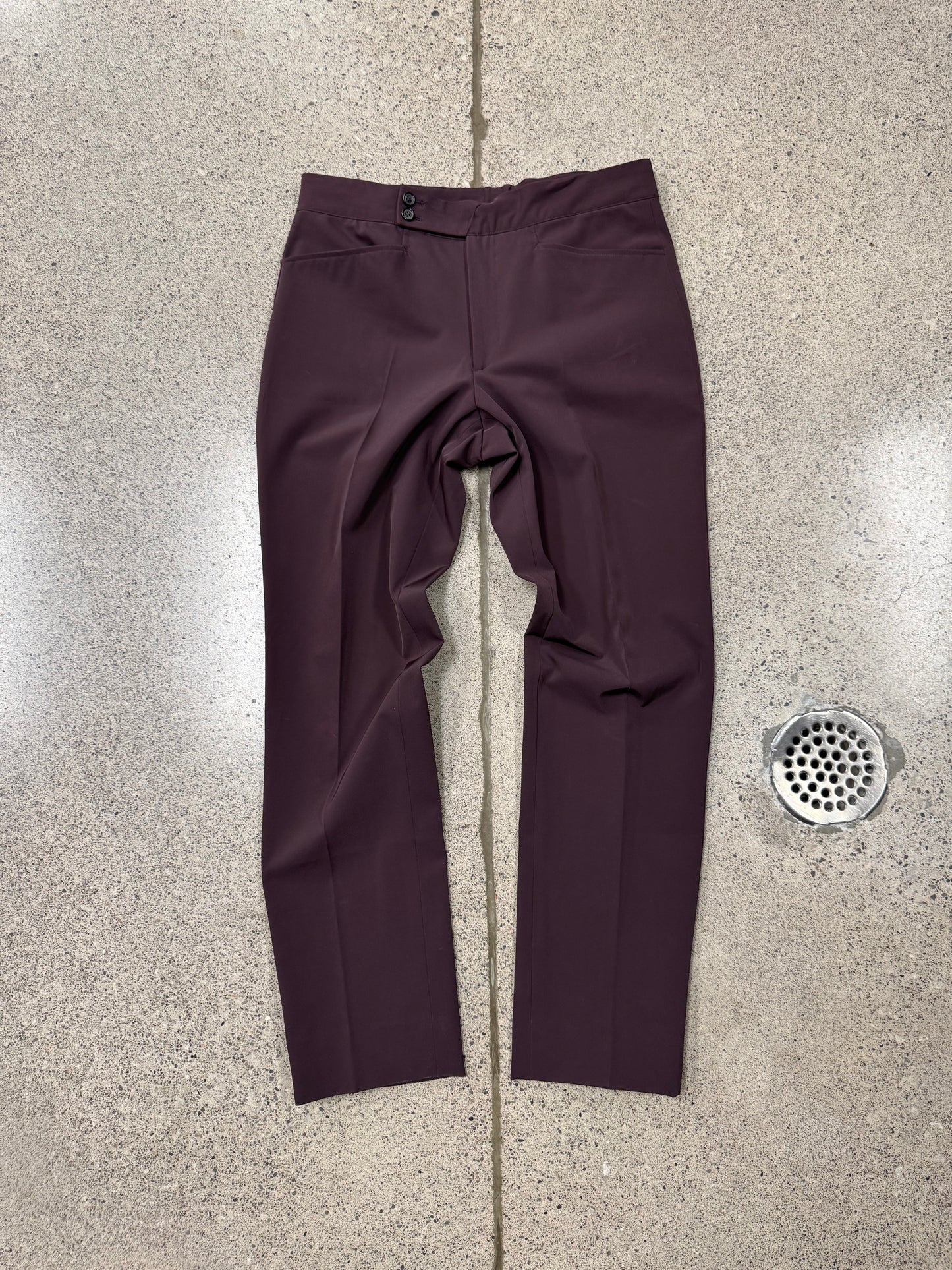 Prada Oxblood Red Pleated Slim Cut Trousers
