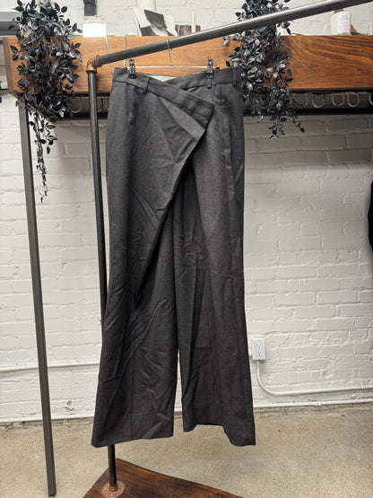 Acne Studios ‘Poffee’ Asymmetric Waistband Wide Leg Brown Trousers