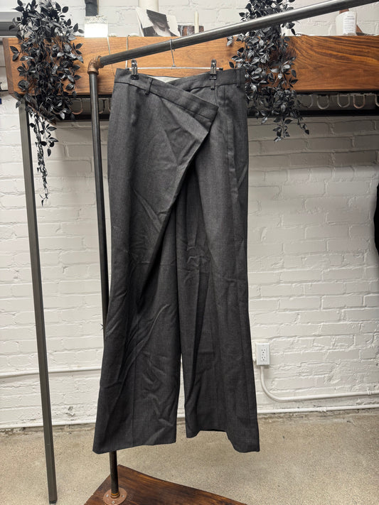 Acne Studios ‘Poffee’ Asymmetric Waistband Wide Leg Brown Trousers