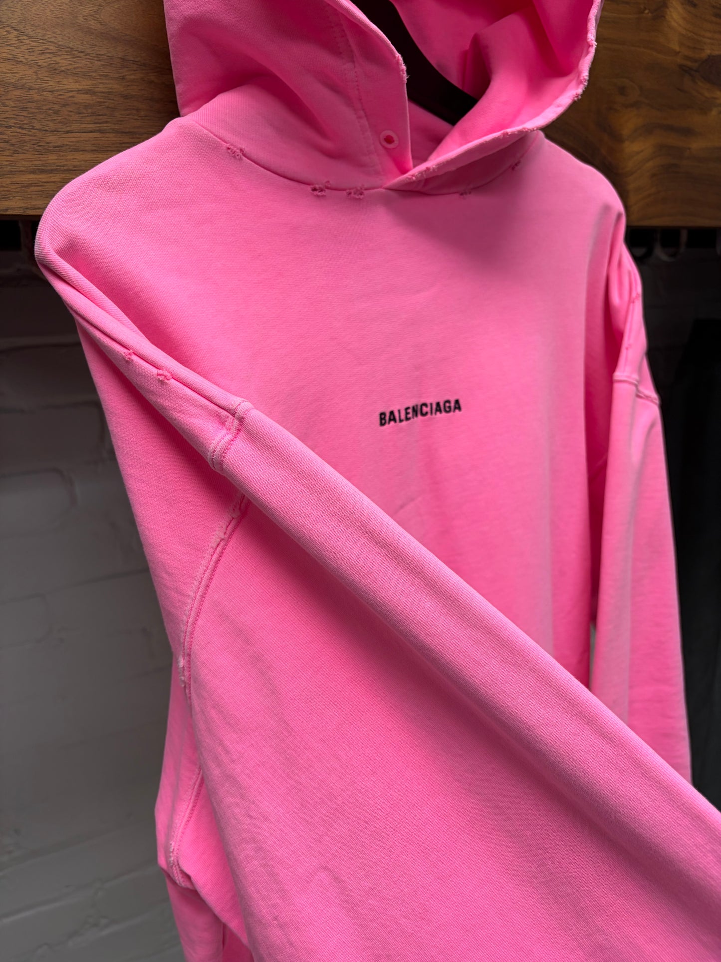 2022 Balenciaga Minimal Logo Pink/Black Hoodie