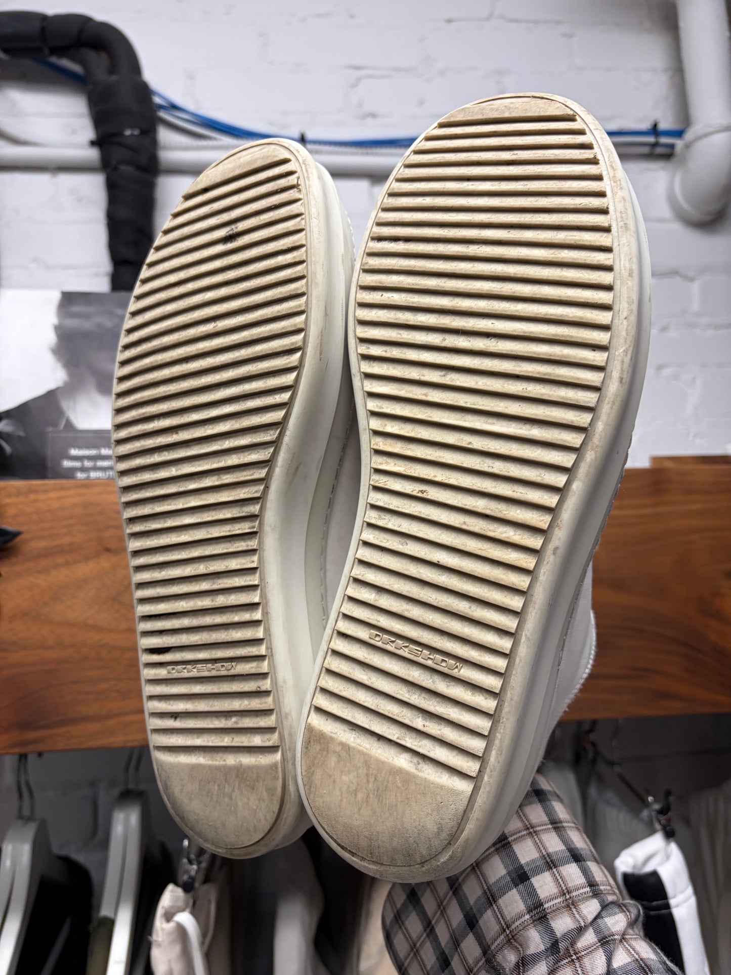 Rick Owens White Canvas Ramones Low Top Sneakers
