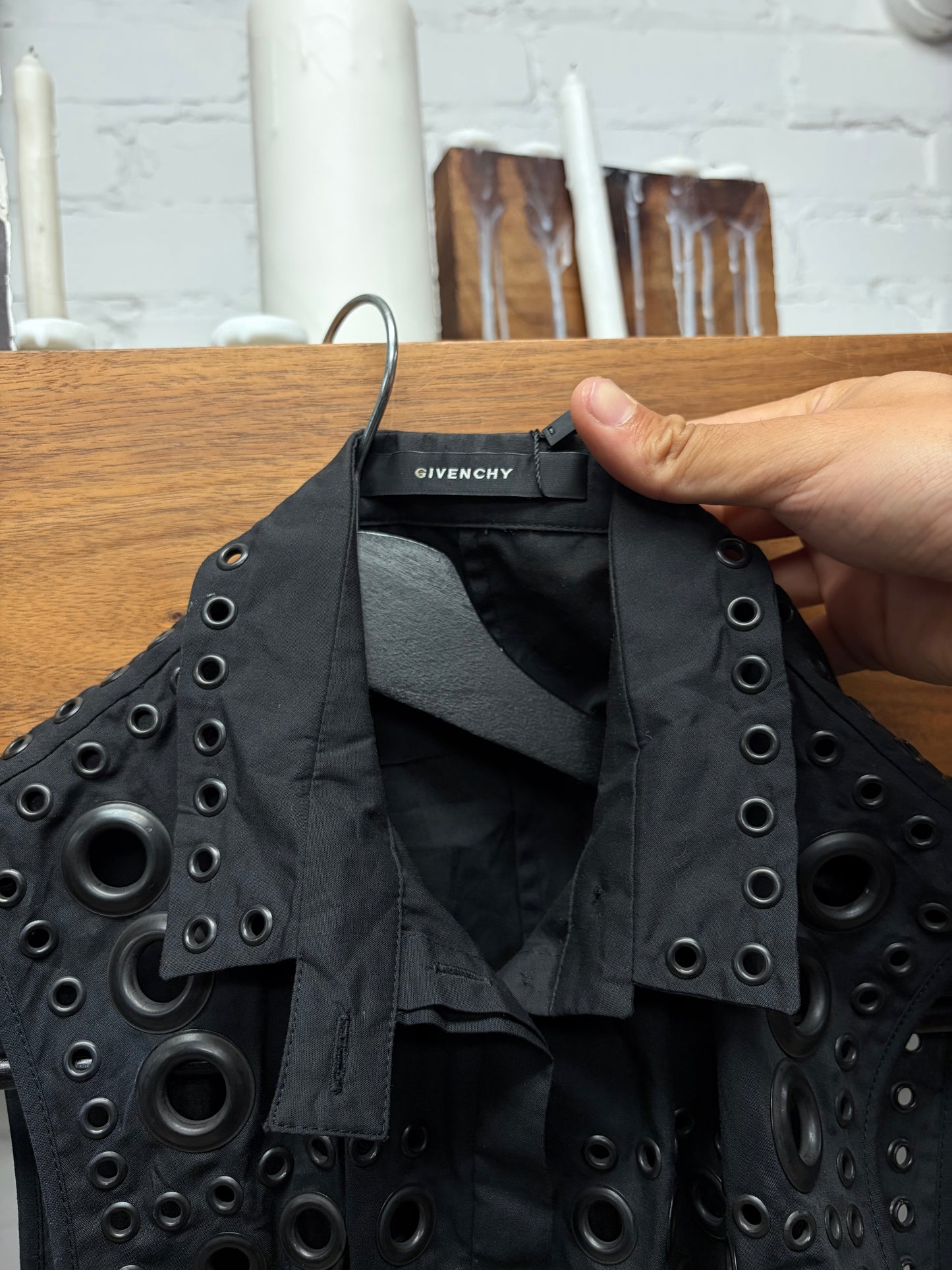 SS2011 Givenchy by Ricardo Tisci ‘Eyelet Studded’ Black Collared Sleeveless Top