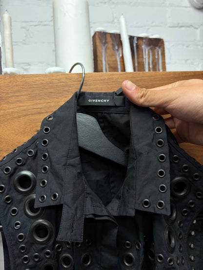 SS2011 Givenchy by Ricardo Tisci ‘Eyelet Studded’ Black Collared Sleeveless Top