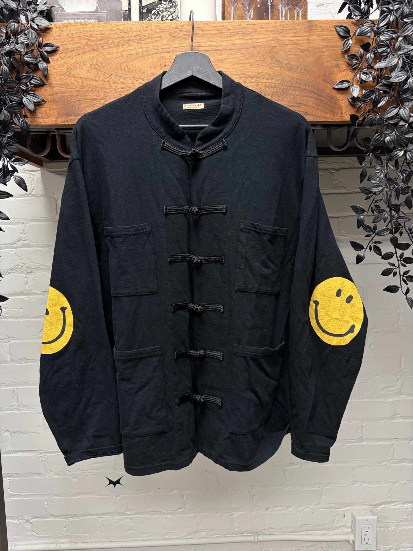 Kapital ‘18.5 Kung Fu Pajama’ Light Cotton Jacket with Smile Patches