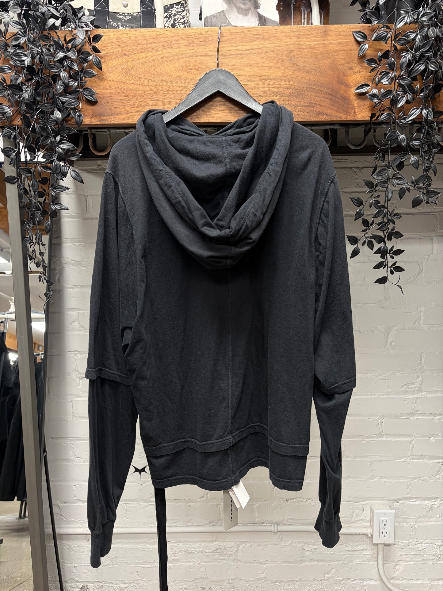 Rick Owens DRKSHDW ‘Hustler’ Black Double Layered Hoodie