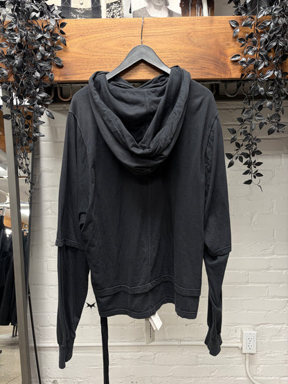 Rick Owens DRKSHDW ‘Hustler’ Black Double Layered Hoodie