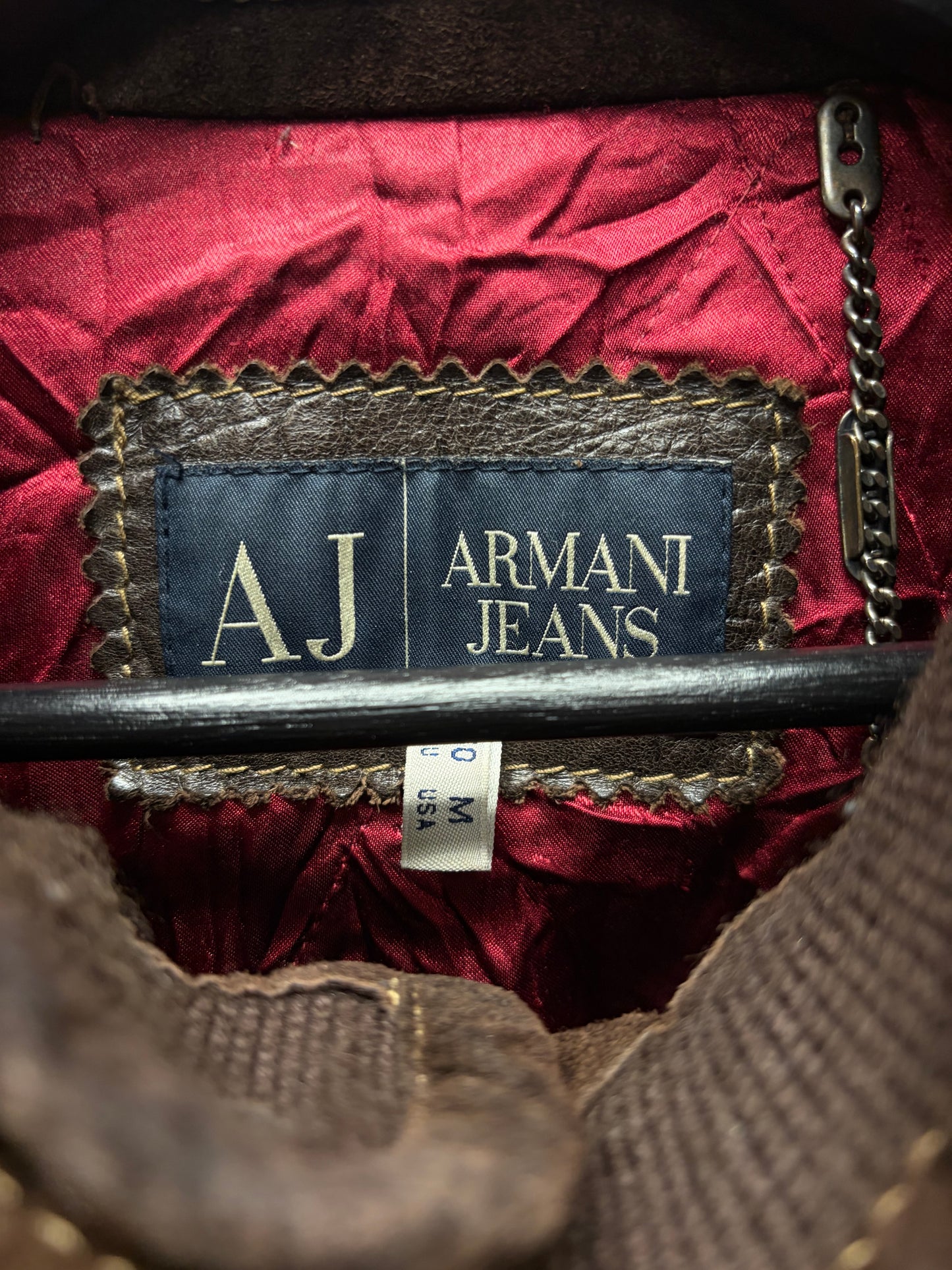 AW1998 Armani ‘Dragon Hide’ Suede/Leather Patched Brown Bomber Jacket