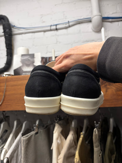 Rick Owens Black/Milk Canvas ‘Vans’ Low Top Sneakers