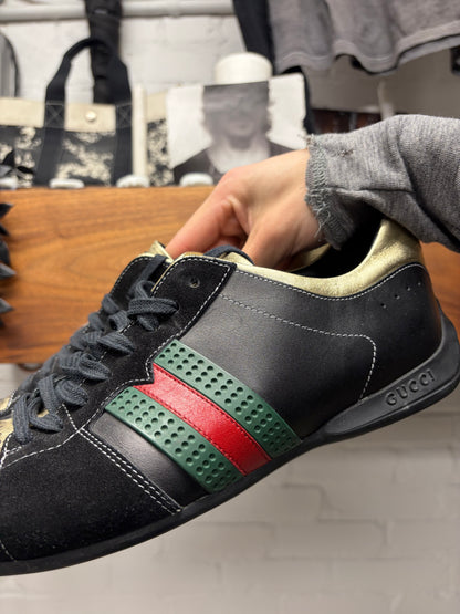 Gucci Leather/Suede ‘Web Design’ Striped Low Top Sneakers