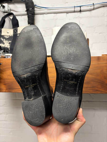 Saint Laurent ‘Wyatt’ Black Leather Pointed Toe Chelsea Boots