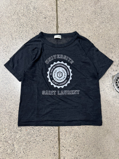 2017 Saint Laurent Semi-Sheer ‘University’ Logo T-Shirt