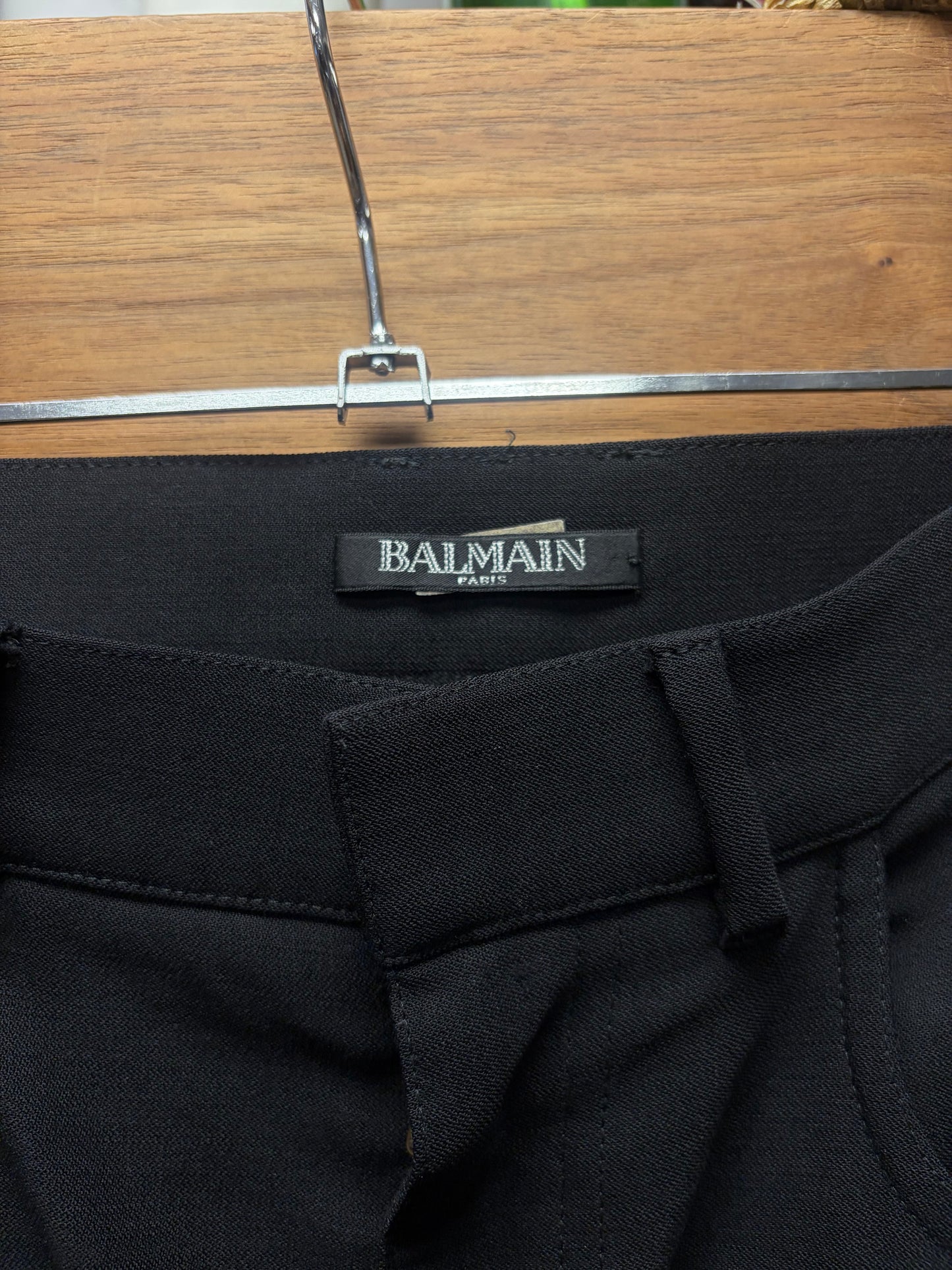 Balmain Lightweight Black Rayon Biker Knee Skinny Trousers