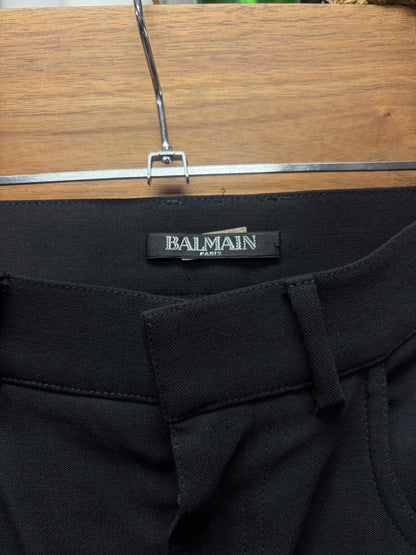 Balmain Lightweight Black Rayon Biker Knee Skinny Trousers