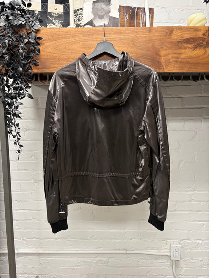 2010s Gucci Waxed Silver Windbreaker Shell Jacket