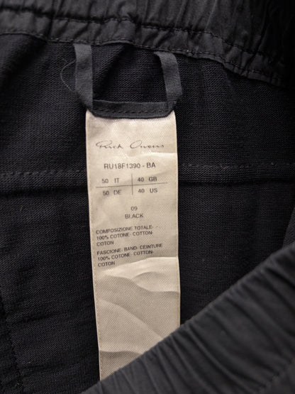 AW2018 Rick Owens ‘Sisyphus’ Black Drawstring Cargo Joggers