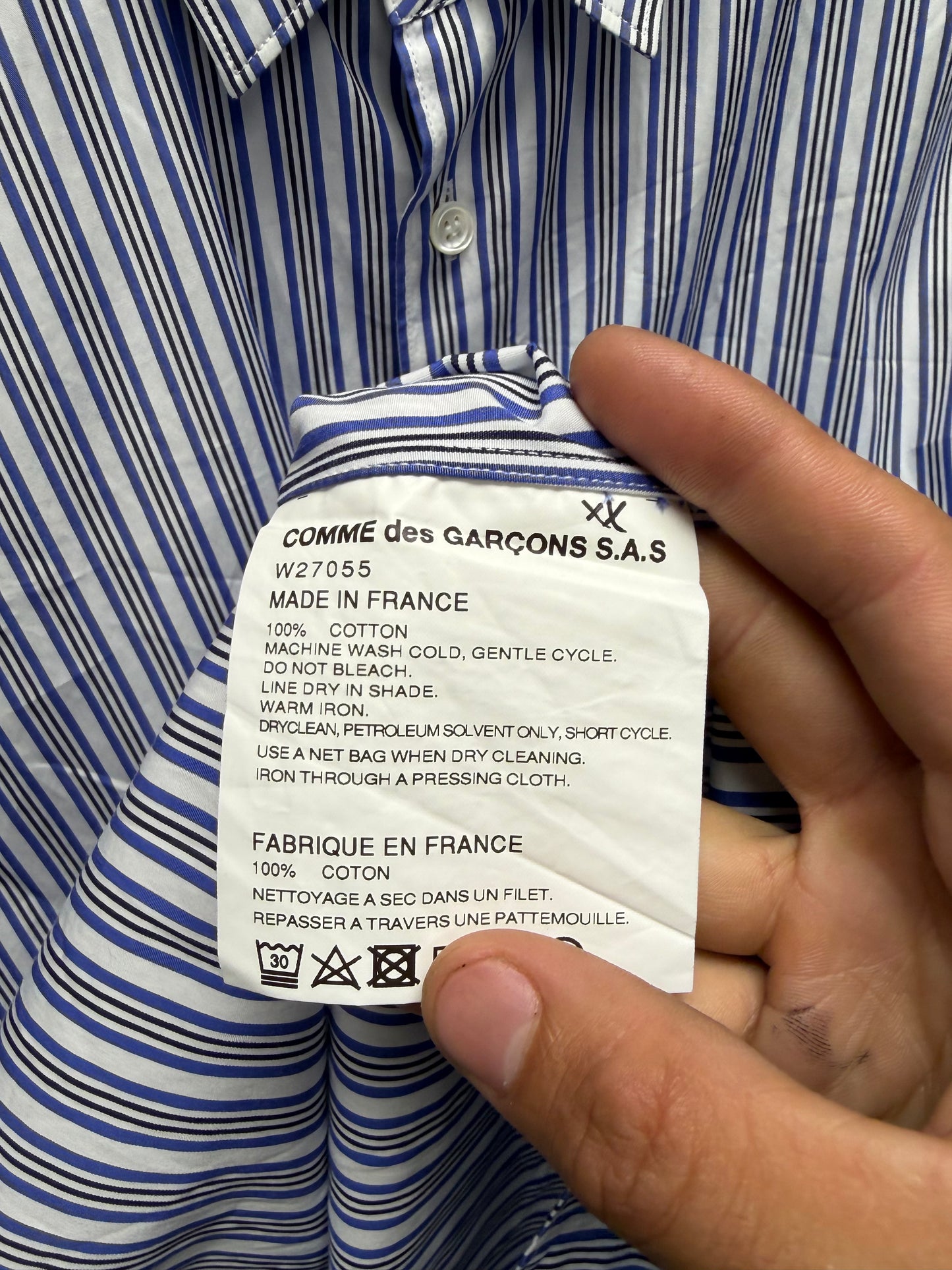Comme Des Garçons Shirt Pinstripe Reconstructed Button Up Shirt