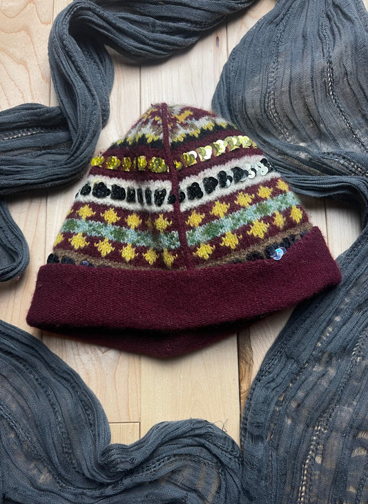 90s Jean Paul Gaultier Sequin Beaded Wool Beanie