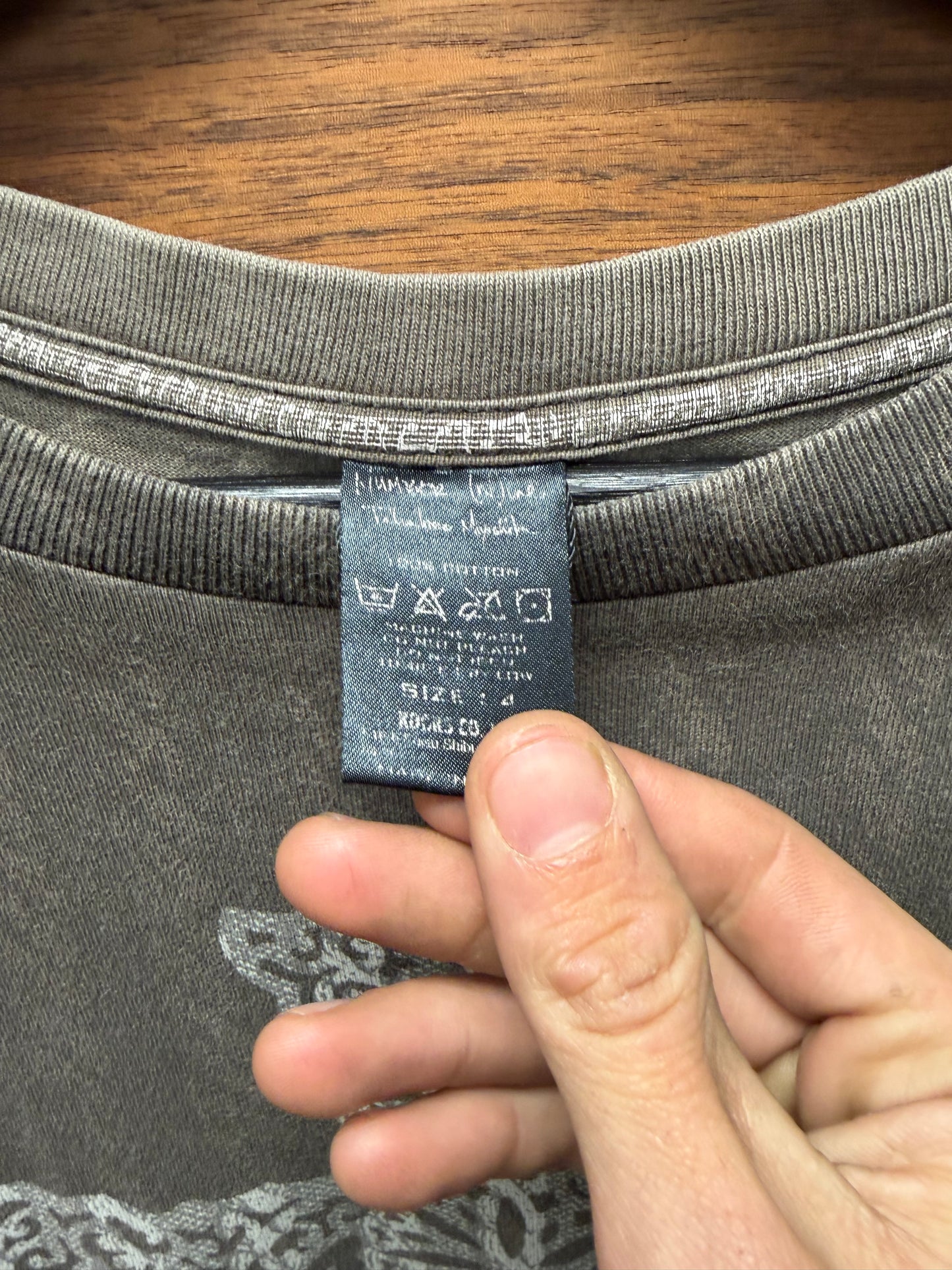 AW2007 Number (N)ine ‘Love God Murder’ Celtic Cross Distressed Brown Graphic T-Shirt