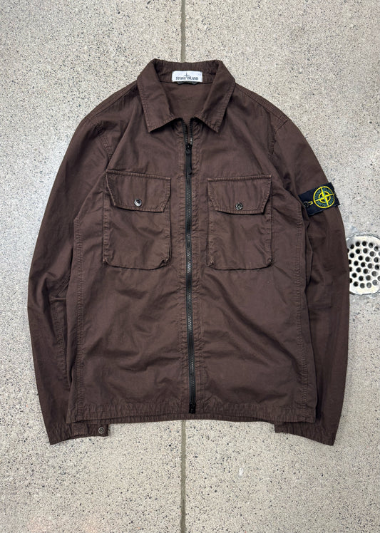 Stone Island ‘Brushed Cotton’ Zip-Up Work Shirt