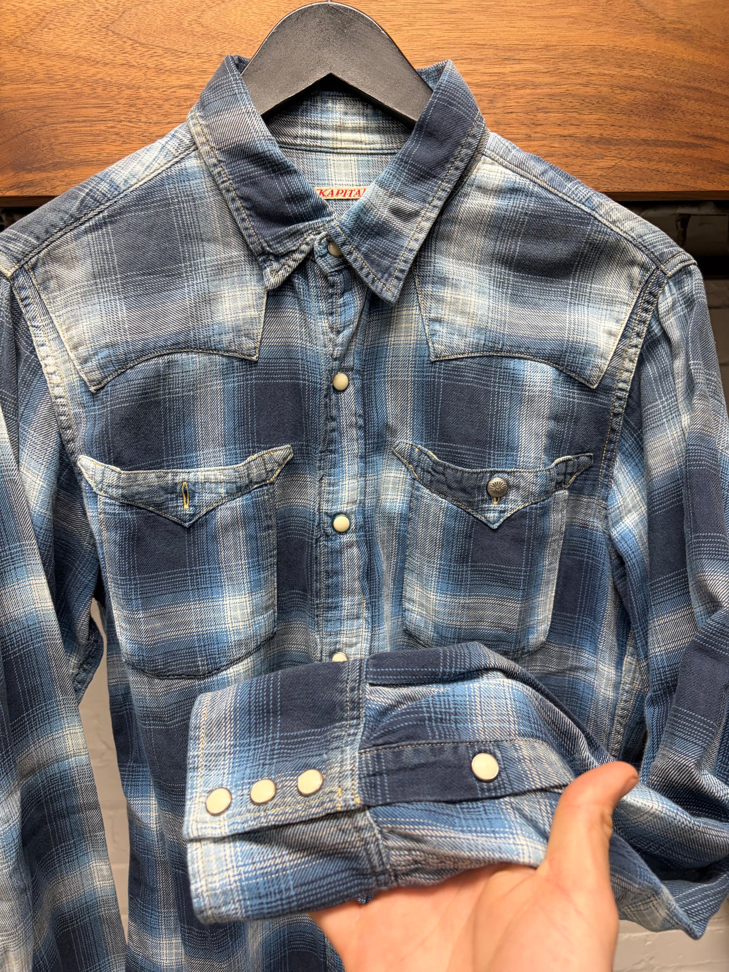 Kapital Shadow Plaid Button Snap Vintage Inspired Flannel