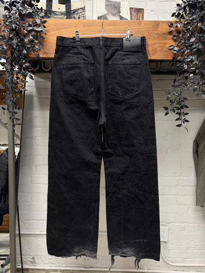 Rick Owens Japanese 16oz ‘Geth Cut’ Black Wide Leg Denim