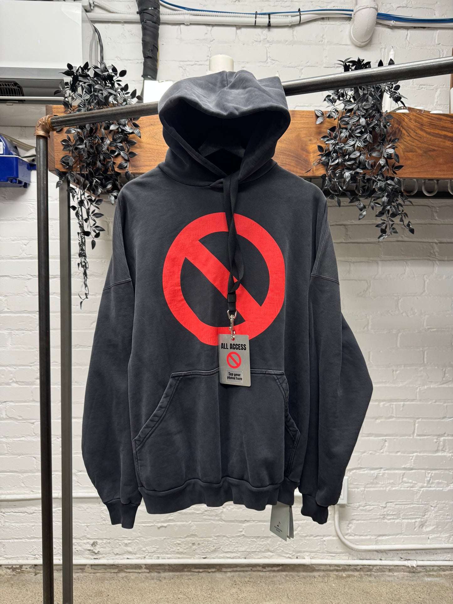 SS2024 Balenciaga Music ‘BFRND’ Black Distressed Pullover Hoodie