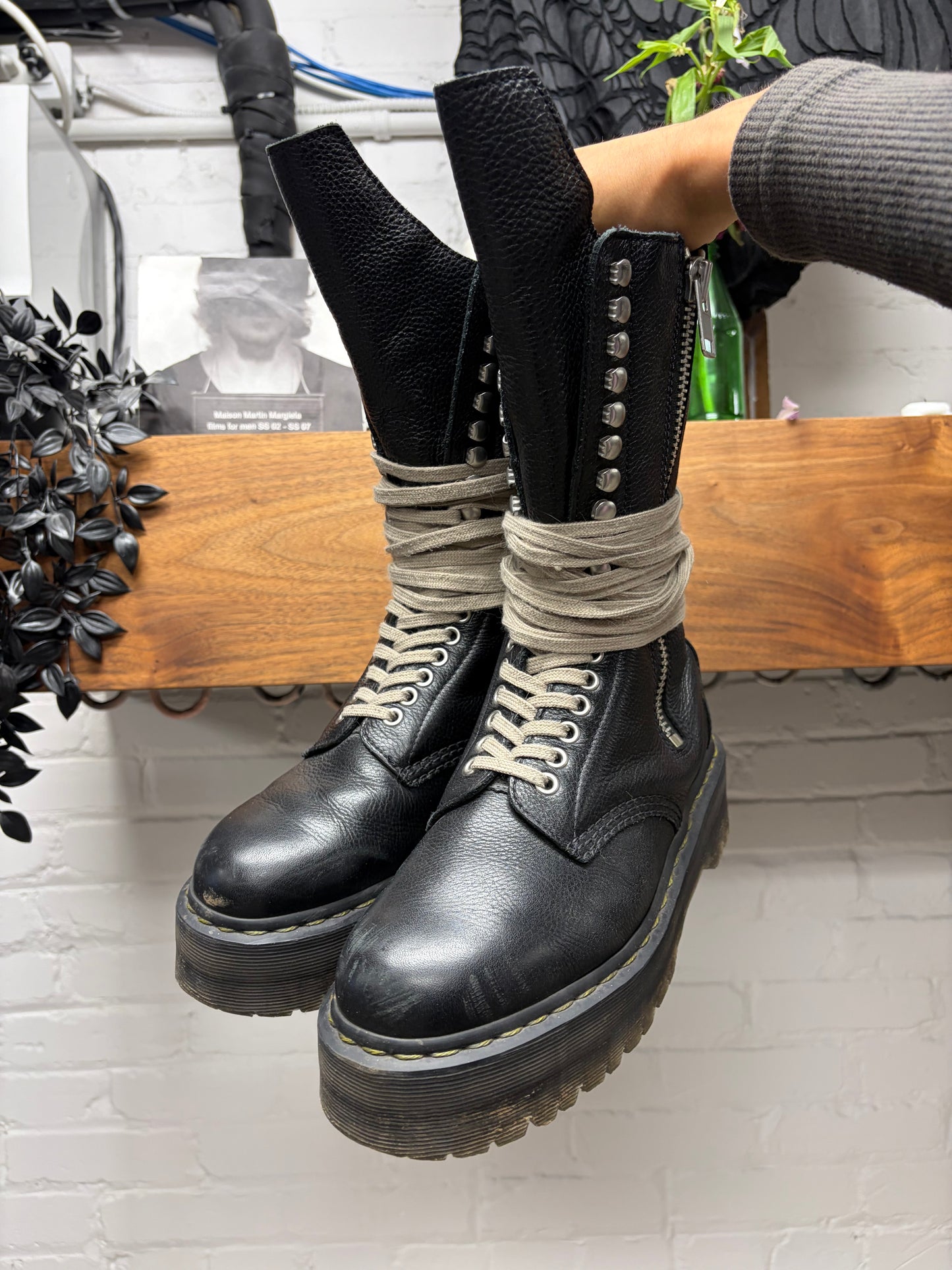 Rick Owens x Doc Martens ‘1918 Quad Sole’ Platform Black Leather High Top Boots