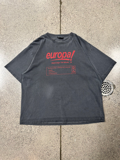 AW2018 Balenciaga ‘Europa’ Stone Wash Grey Graphic T-Shirt