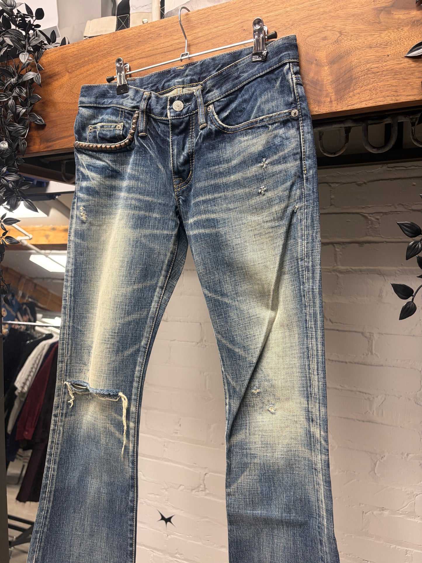 Hysteric Glamour Studded Blue Flared Leg Denim