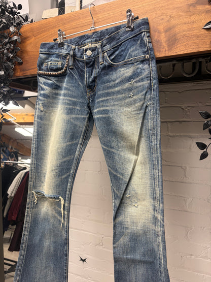 Hysteric Glamour Studded Blue Flared Leg Denim