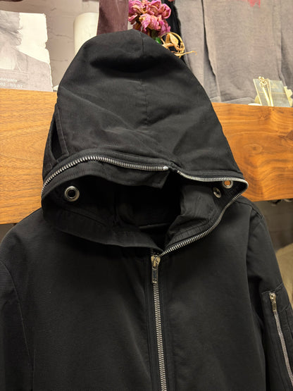 Rick Owens Black ‘Gimp’ Canvas Masked Full Zip Jacket