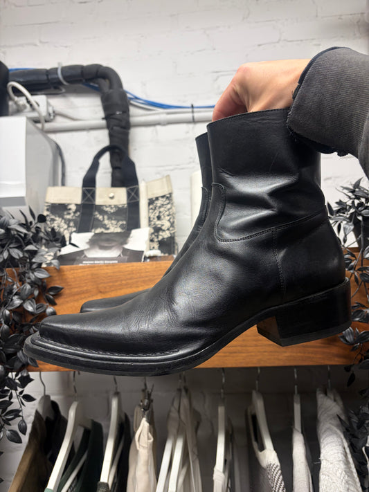 Acne Studios ‘Bruno’ Pointed Toe Black Leather Ankle Boots