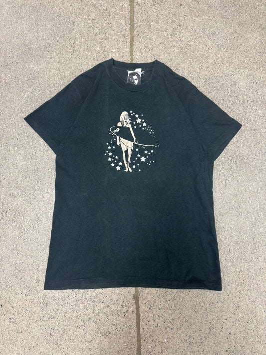 2000s Vintage Hysteric Glamour ‘Surfer Girl’ Faded Black Graphic T-Shirt