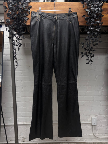 Giorgio Brato Naturally Faded Black Leather Flared Leg Pants